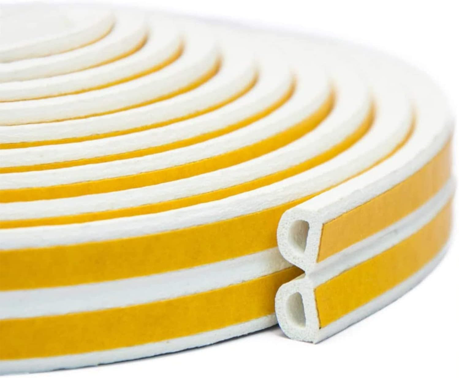 Self-Adhesive D Type Foam Weather Stripping Seal Tape, 32.8Ft, White