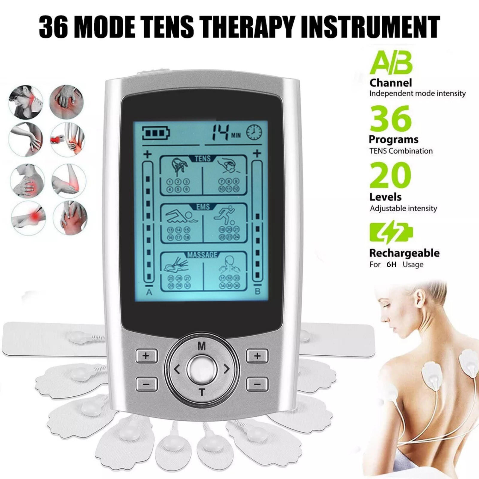 Multifunction Tens Unit Muscle Stimulator Machine Pulse Massager Device