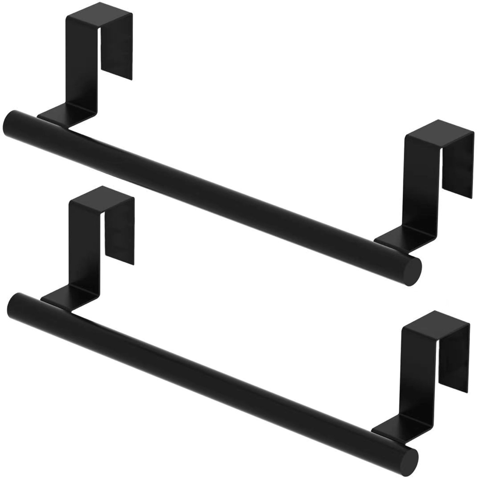 Qflushor Cabinet Door Towel Holder, Over 9 Inch, Black - 2 Pack
