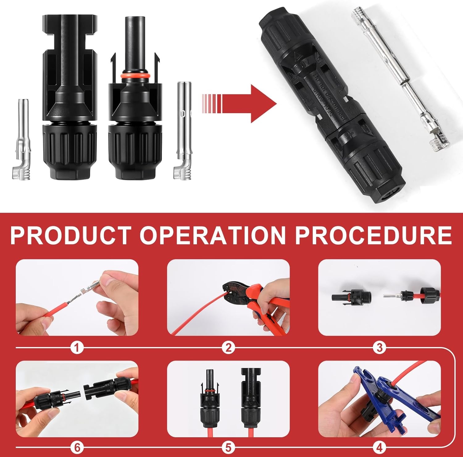 32PCS MC4 Solar Panel Connectors 1000V 30A IP67 10AWG Kit