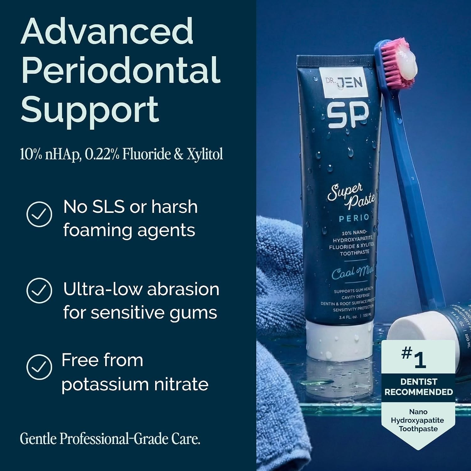 Dr. Jen Super Paste Perio Toothpaste, Cool Mint, Fluoride + 10% Nano Hydroxy...