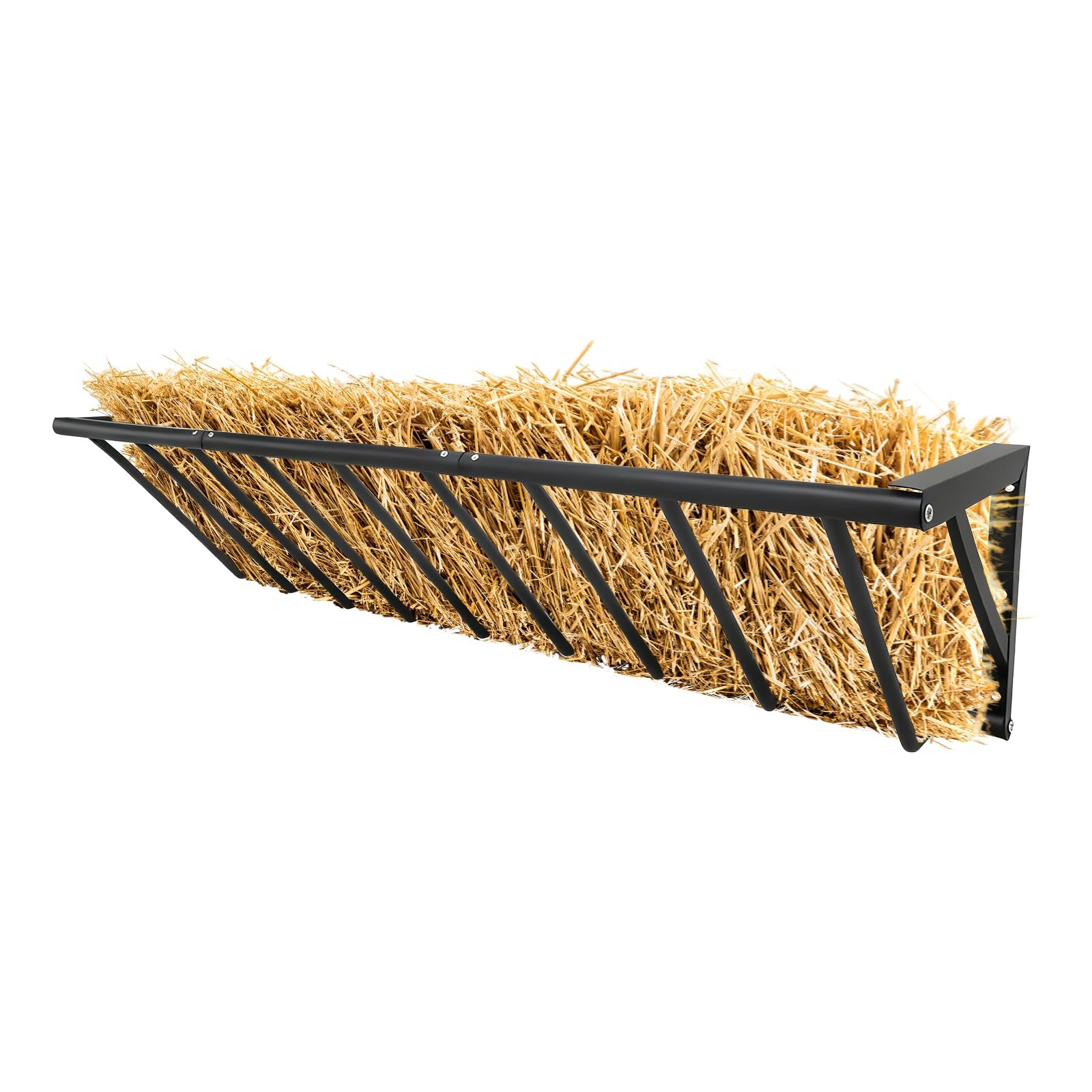 Hay Feeder for Horses, 63" Long Wall Mounted Hay Rack with 67 Gallon Large Ca...
