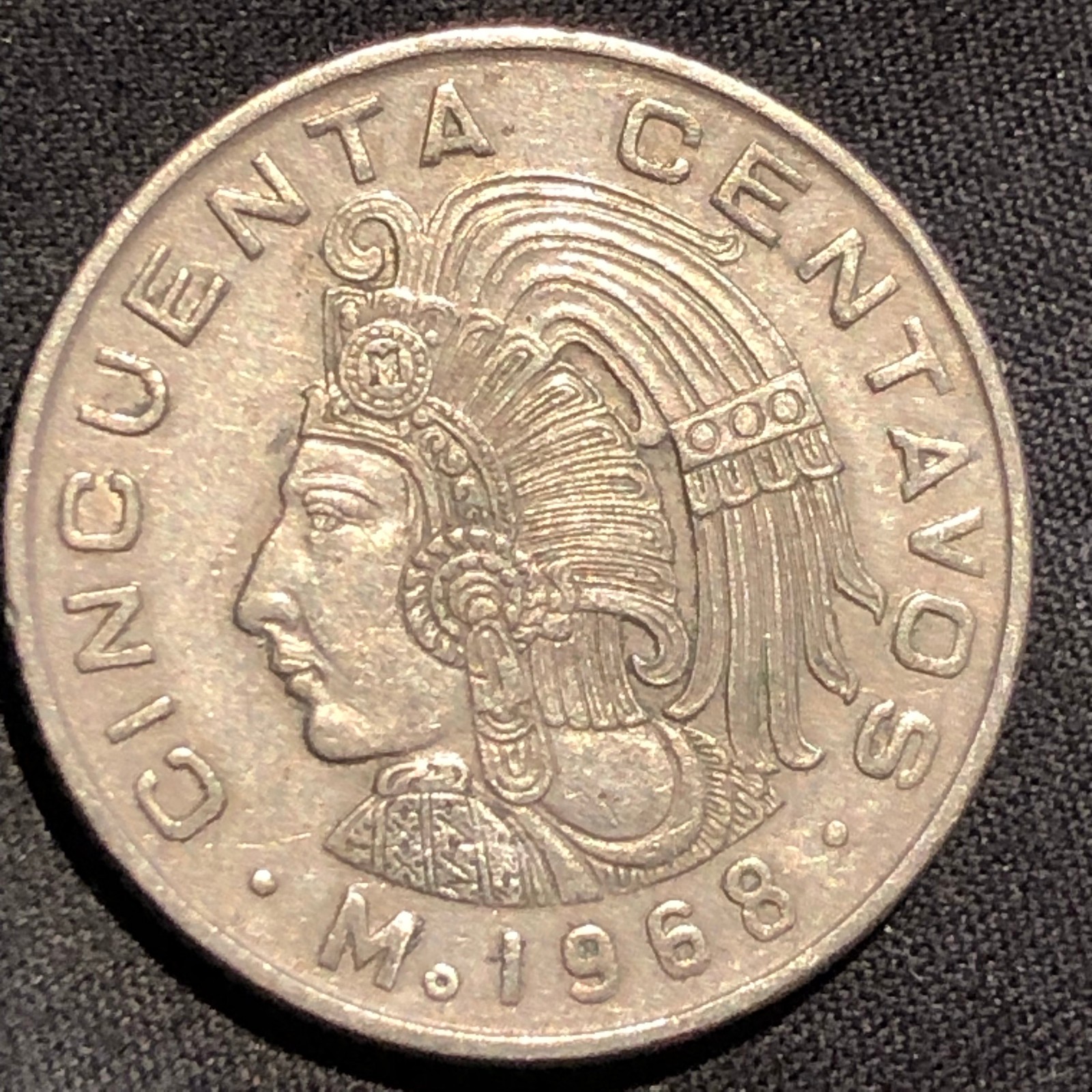 1968 Mexico 50 Centavos Copper-Nickel Coin - AU (About Uncirculated) condition