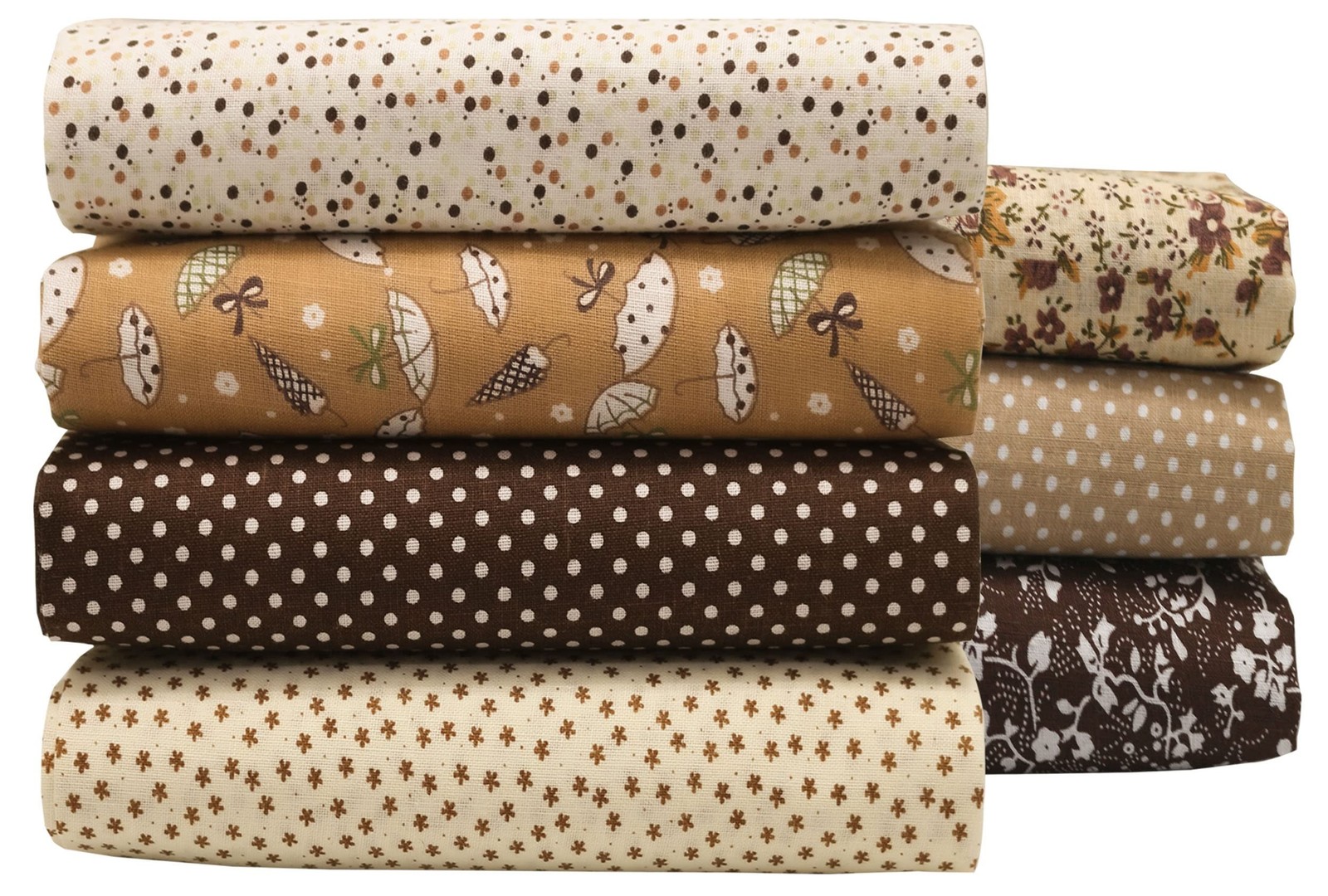 7PCS/lot Coffee Series Floral Cotton Fabric Quilting Patchwork Fabric Fat Qua...