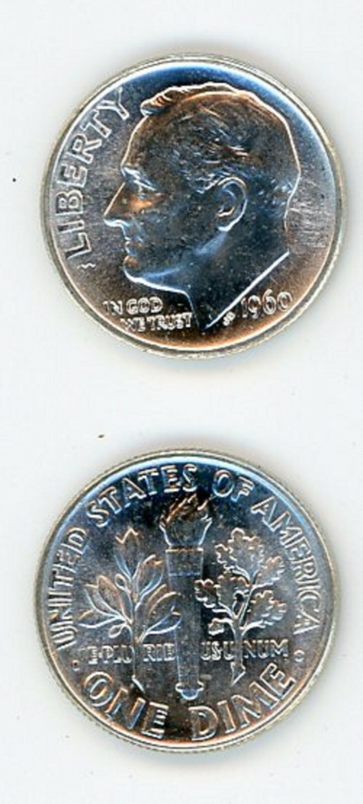 1960 ROOSEVELT DIME IN GEM BRILLIANT UNCIRCULATED CONDITION