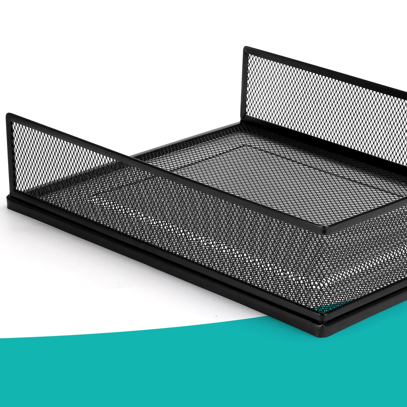 2-Pack Wire Mesh Letter Trays, Lengthways, Stackable, Front-Load, File, Desk