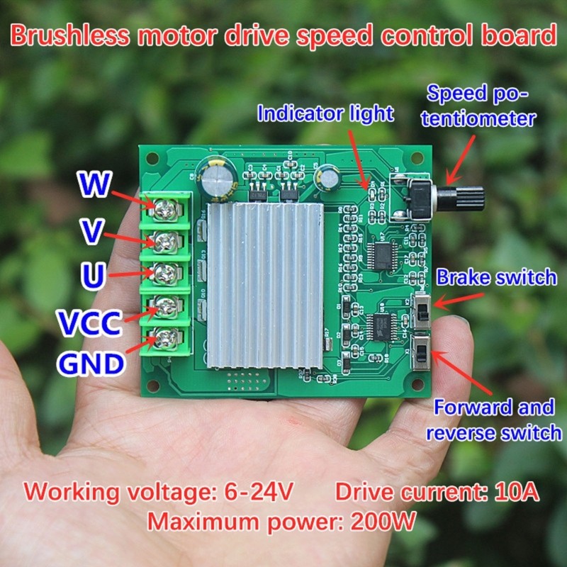 Brushless Motor Control Board 200W 24V Reverse Rotation Security For Automation