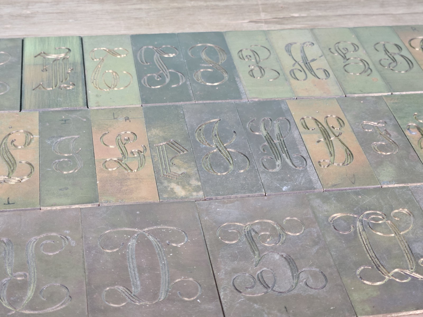 Double Line/Script Engraving Font Set Letters - Brass - Imcomplete Lot