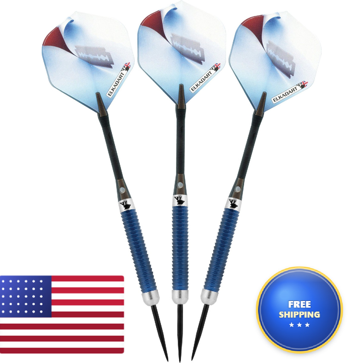 Elkadart Razor 80 Tungsten Steel Tip Darts Storage/Travel Case 21 Grams Blue