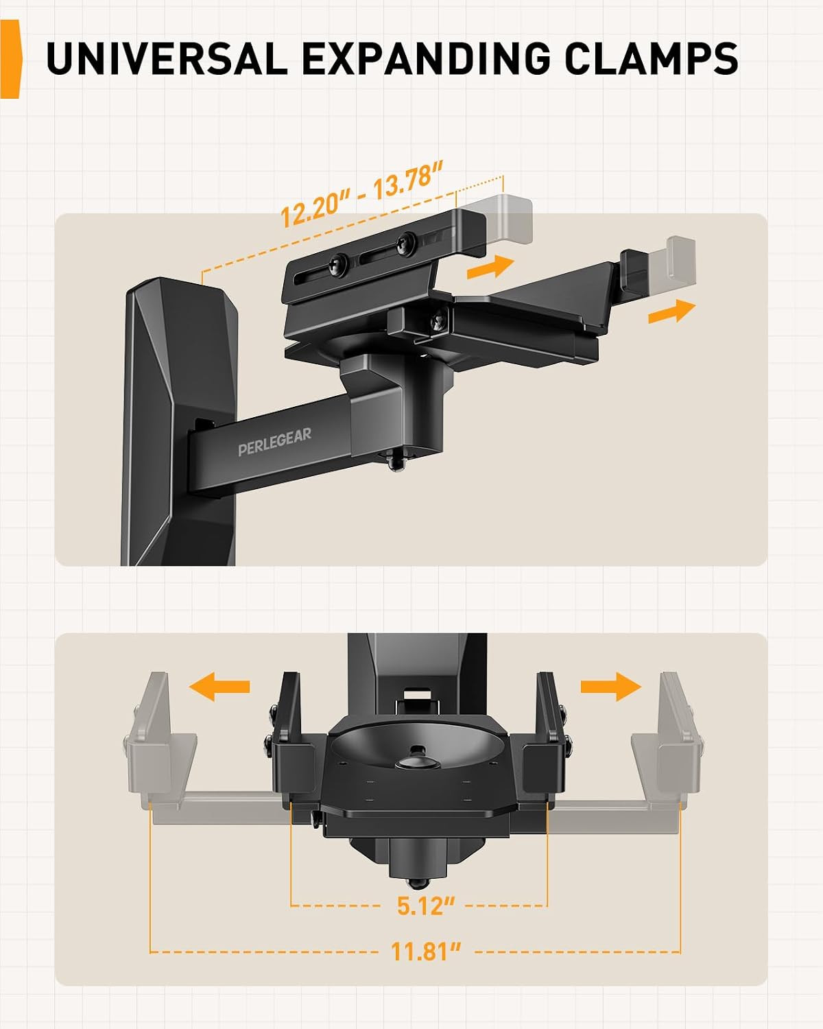 Speaker Wall Mounts, Bookshelf Speaker Mounting Brackets with Dual Side Stable C