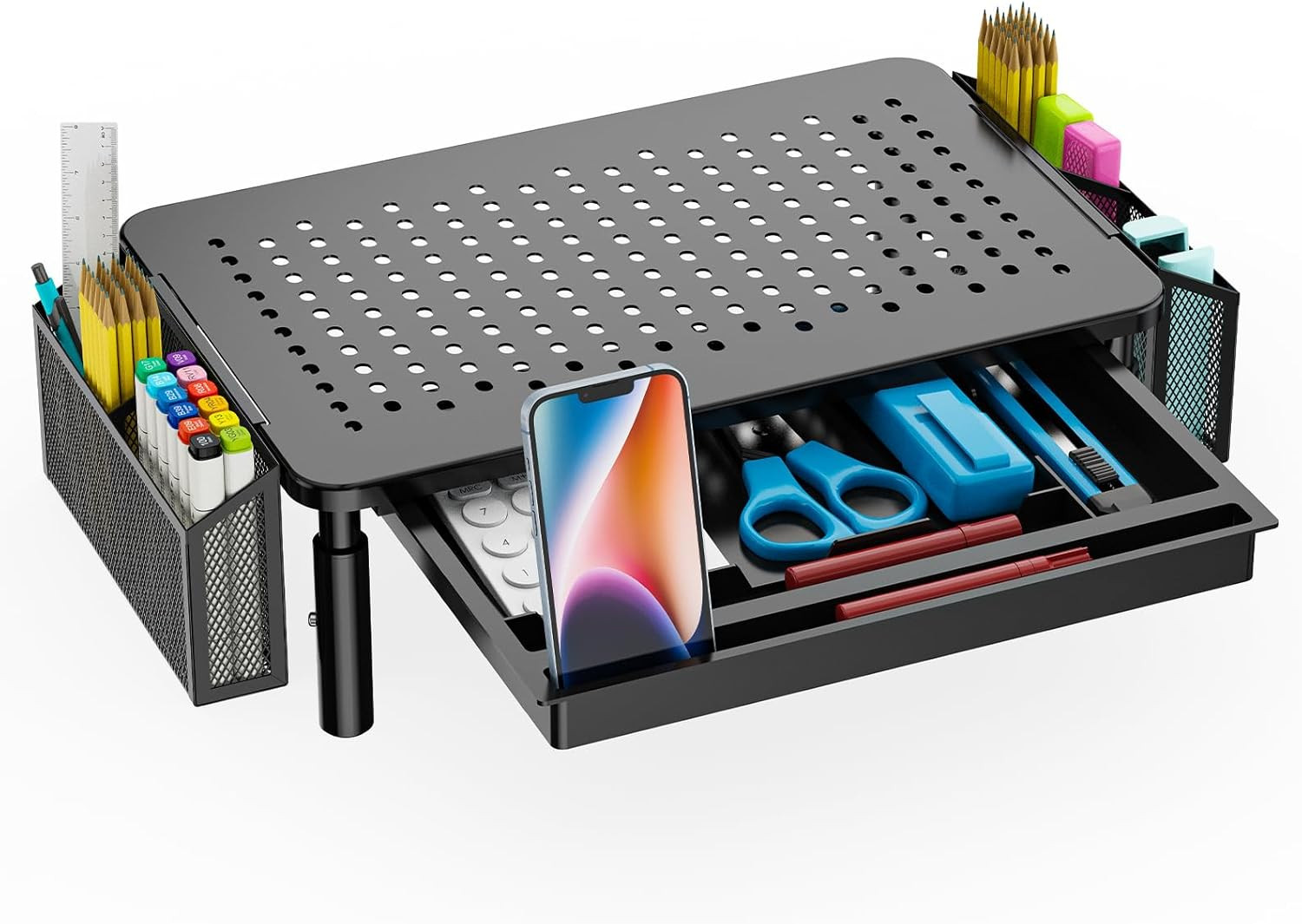 Desk File Organizer, 2 Tier Desktop Paper Letter Tray Organizer with Drawer and