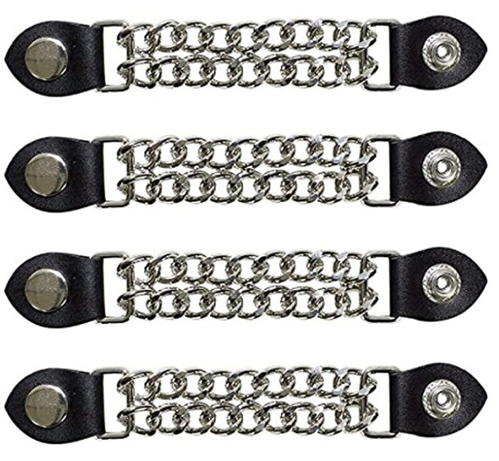FOUR PLAIN Leather Motorcycle Vest Extender Chain Men Biker Chrome