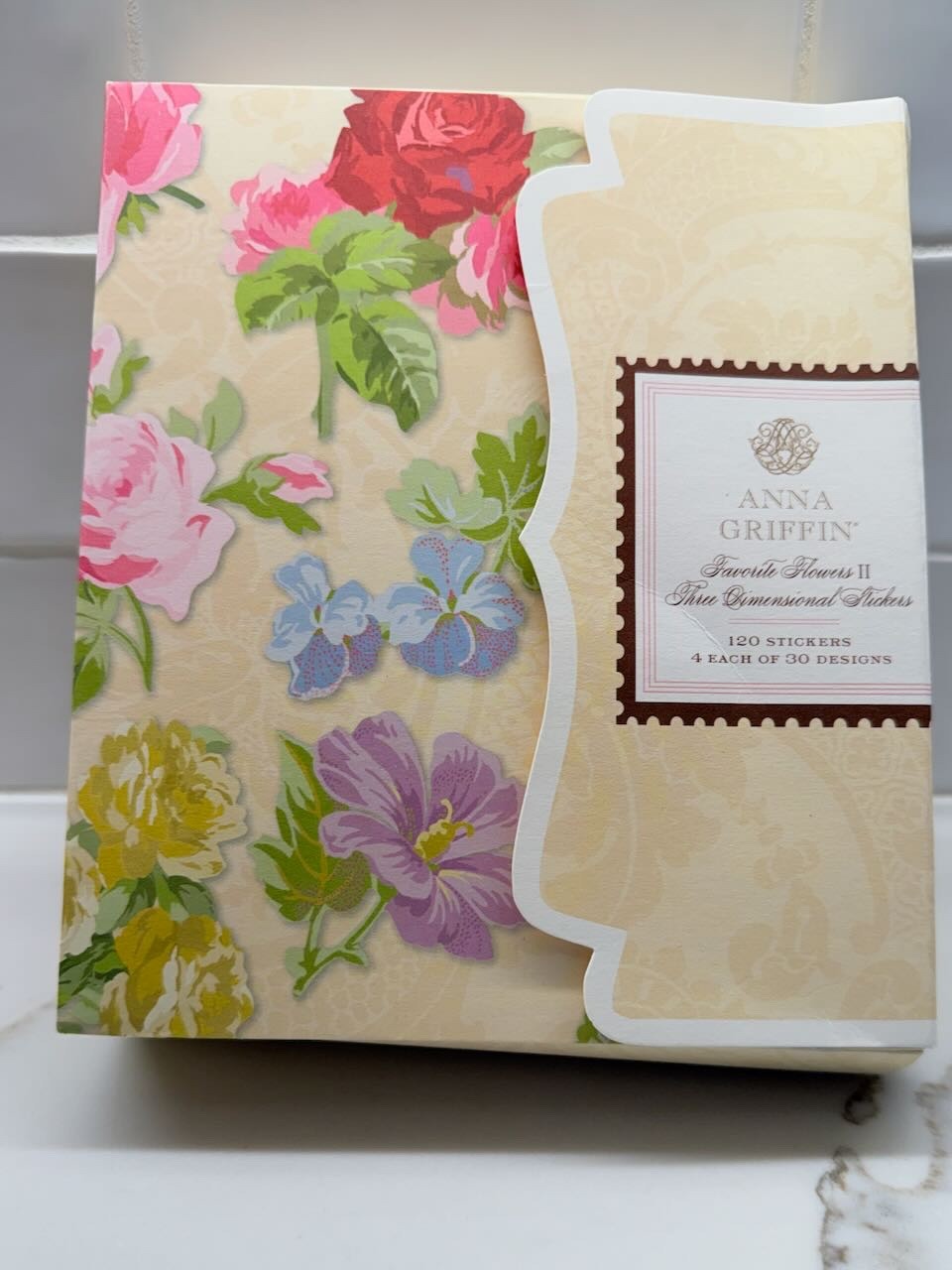 Anna Griffin  FAVORITE FLOWERS 3 THREE DIMENSIONAL STICKERS 120, 4 EACH OF 30