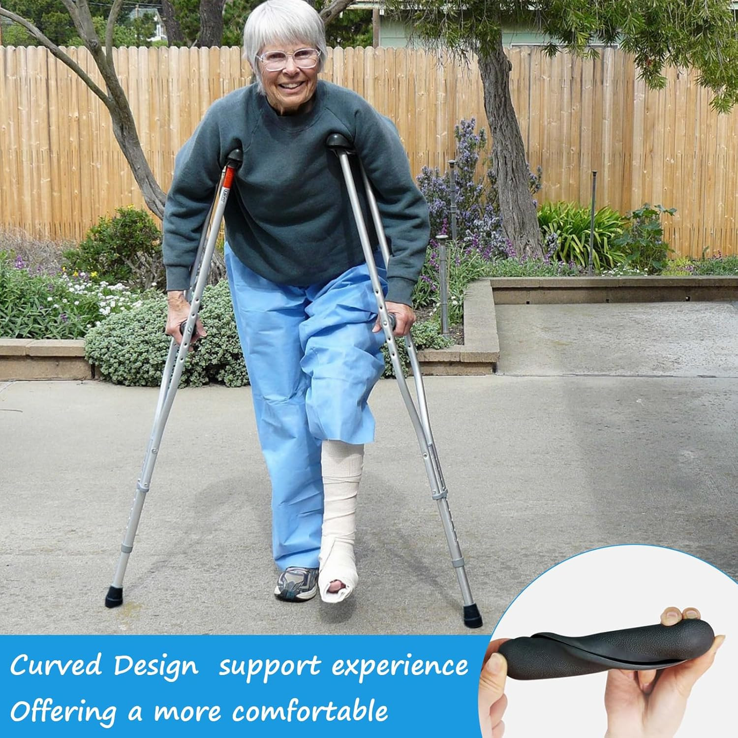 Replacement Crutch Pads, 6 Pcs Crutch Accessory Replacement Crutch Parts and Cap