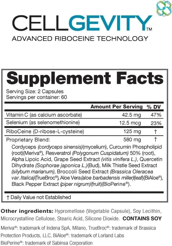 Cellgevity Advanced Riboceine Technology, 120 Vegetable Capsules, Exp. 10/2027.