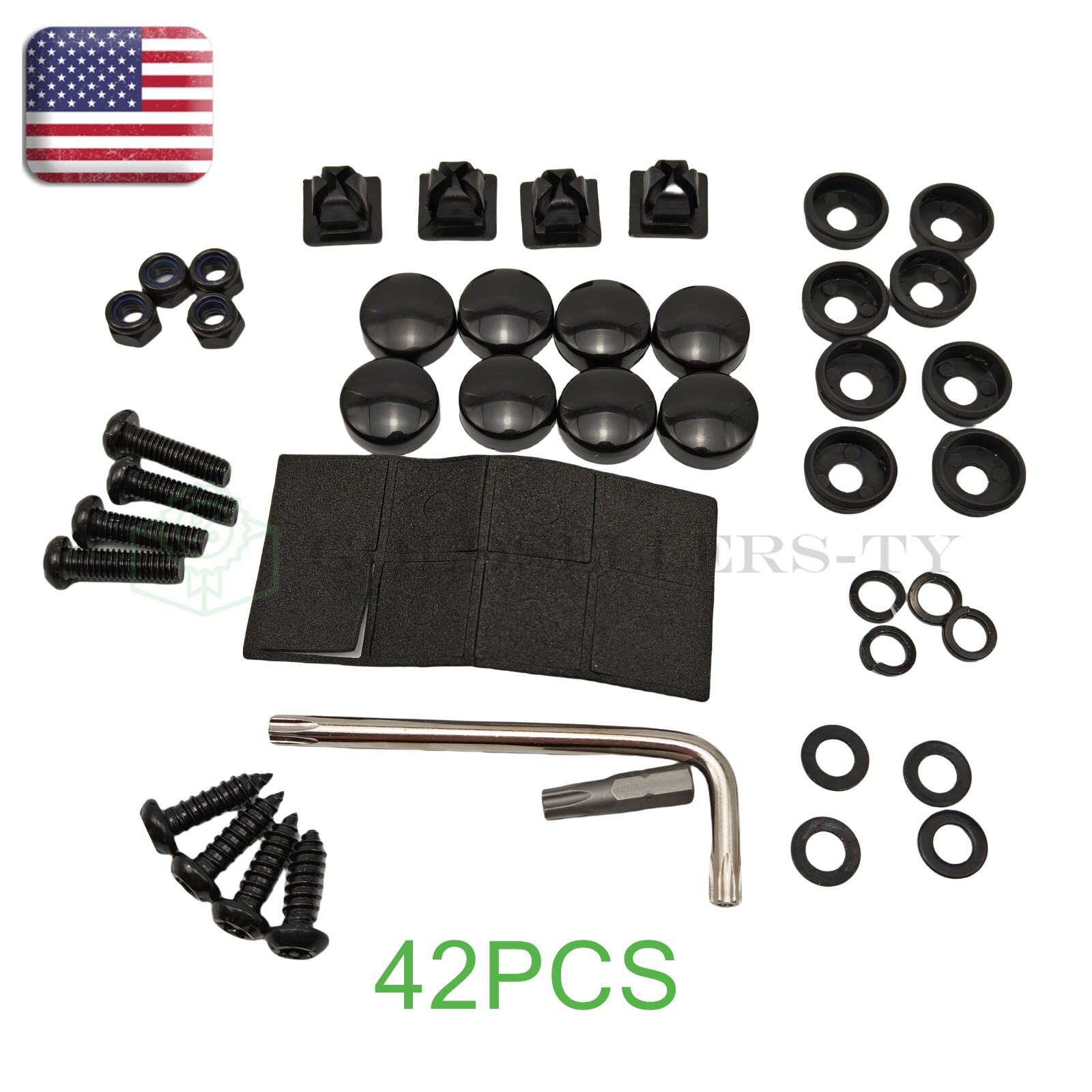 42pcs Anti Theft Car License Fasteners Kit Screws Stainless Steel Bolts Caps