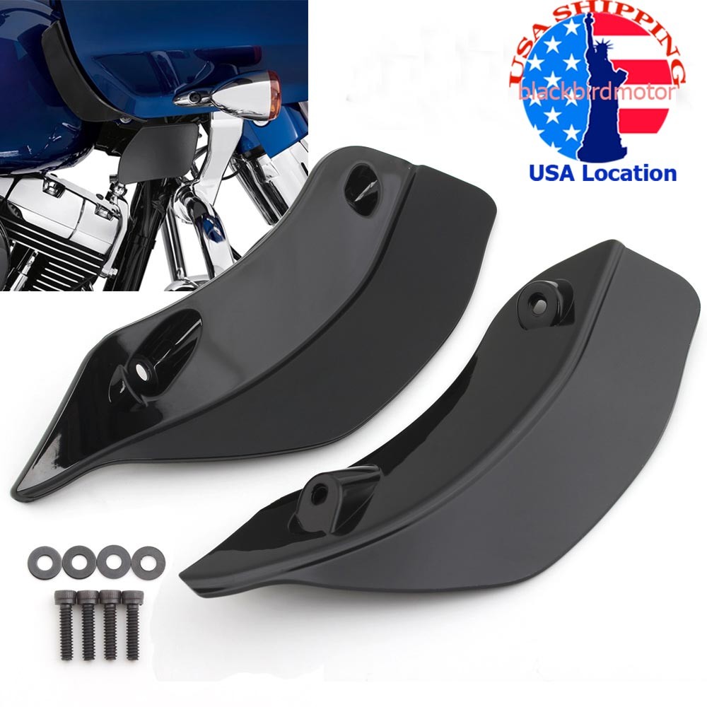 Pair Black Upper Batwing Fairing Accents Air Deflector Fit For Harley Road Glide