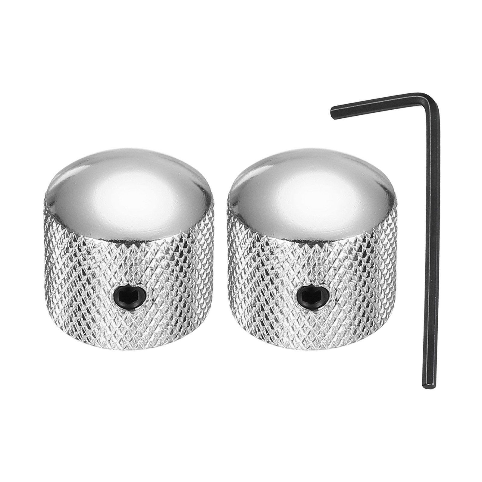 2 Pcs Silver Metal Guitar Knobs 1/4" Dome Knobs with Wrench