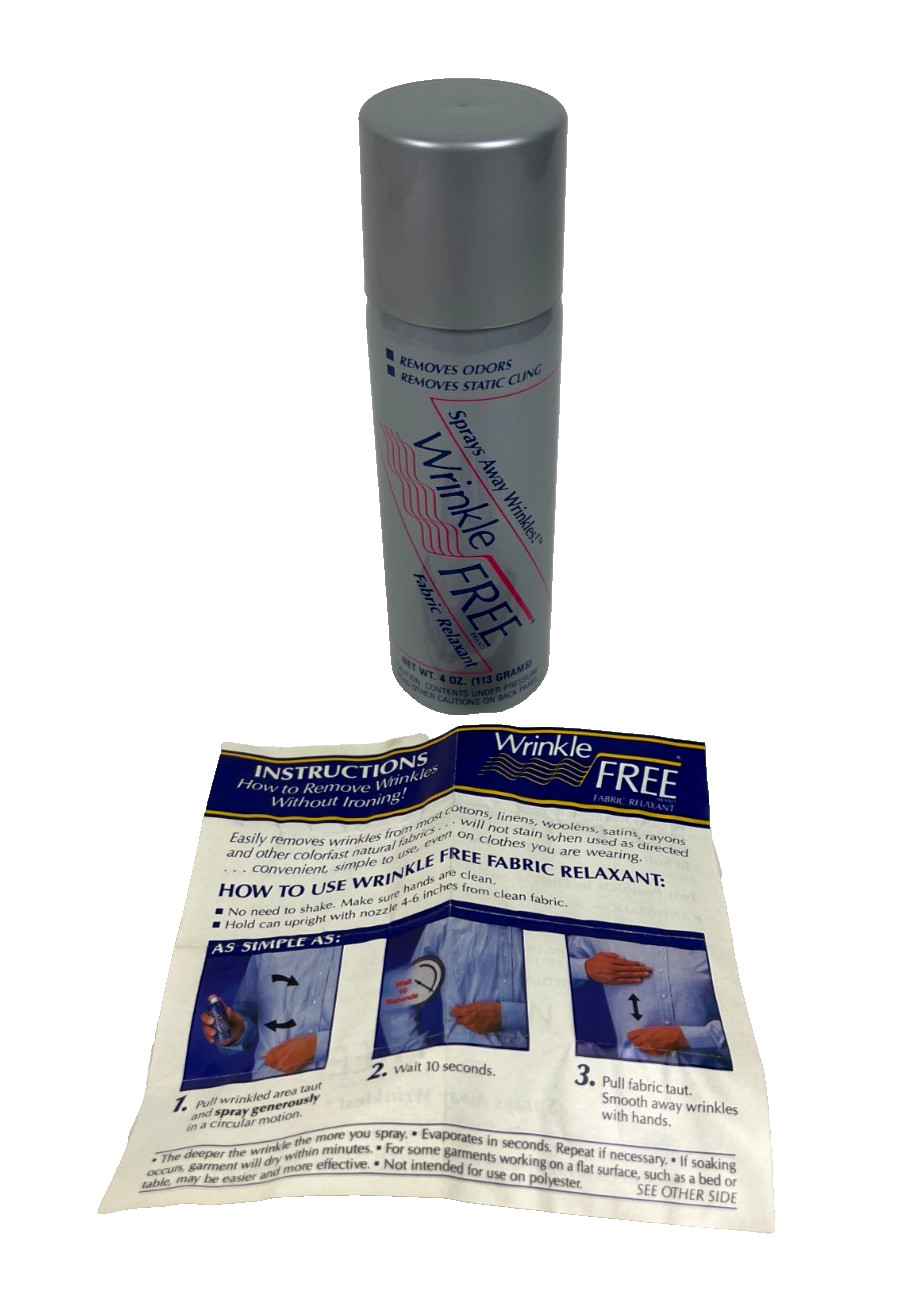 VTG 1987 Wrinkle Free Brand Fabric Relaxant Spray Away Wrinkles New 4oz
