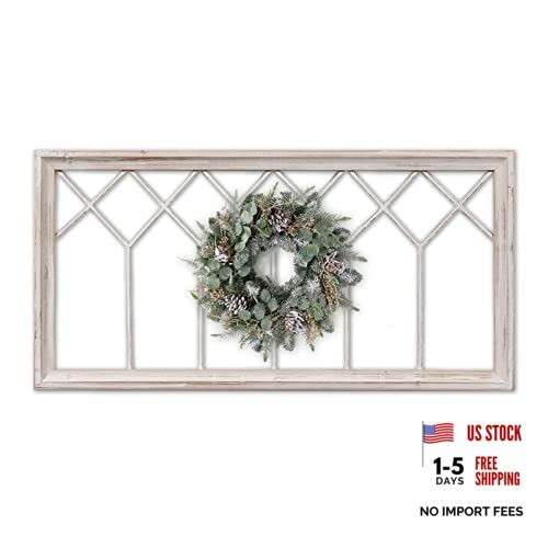 Rustic Wood Window Frame Wall Decor 40 x 20 inches, Hanging Washable Style 1