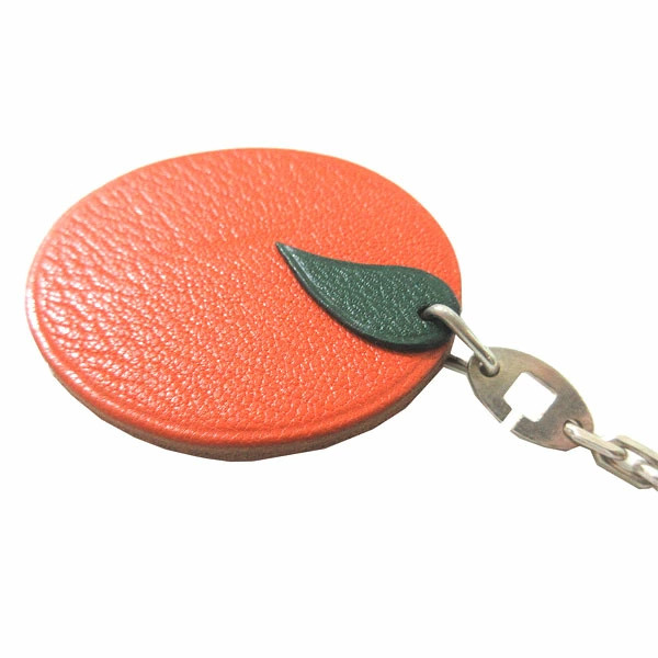 HERMES Keychain Charm Orange Chain Box Authentic From Japan