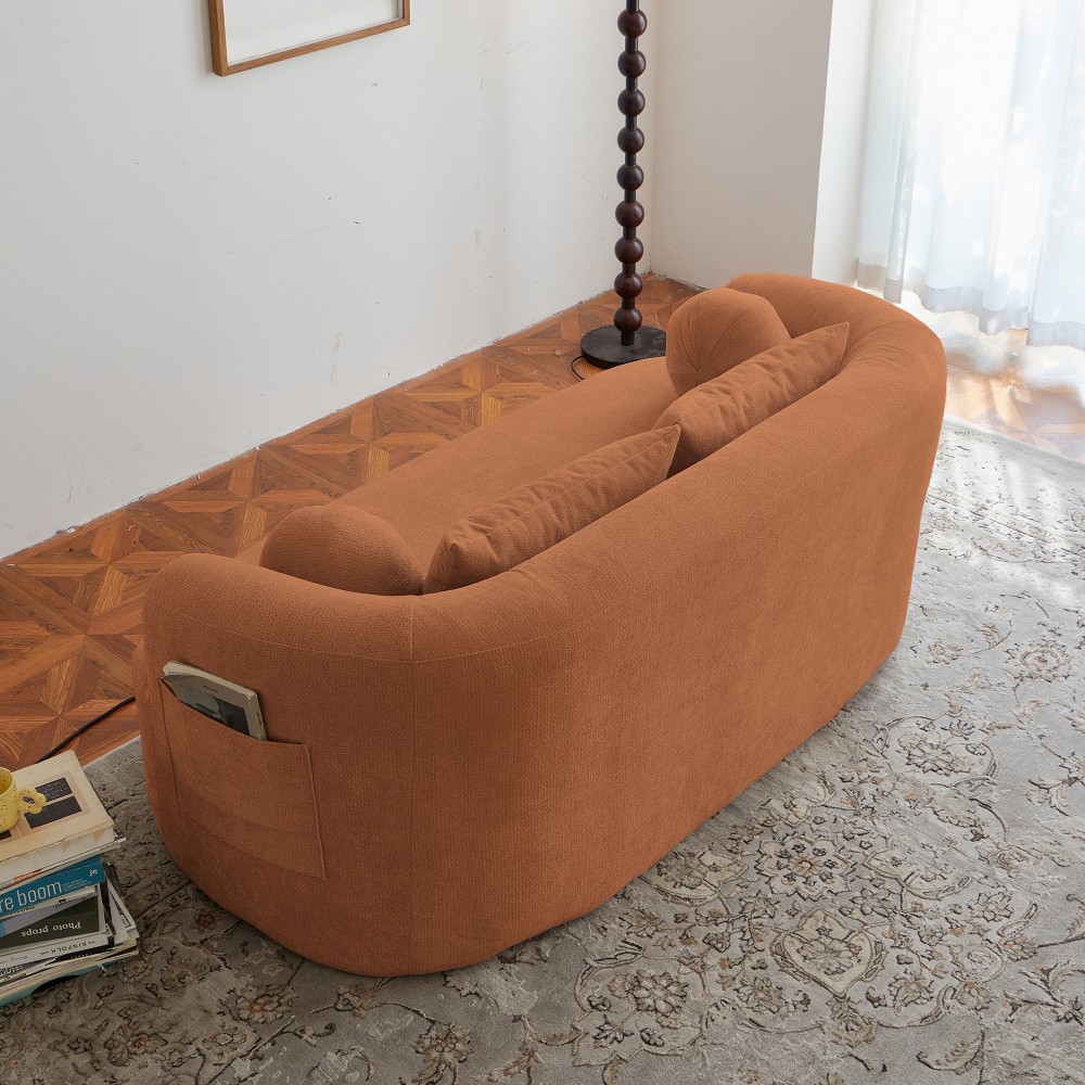 Memory Foam 2-Seater Sofa w/Chenille Fabric, No Assembly, Orange