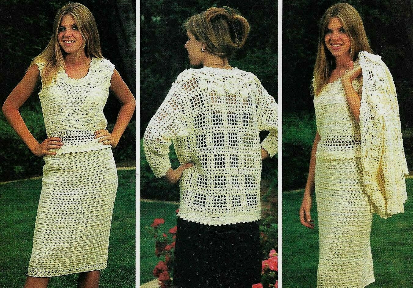 WEEKEND WARDROBE CARDIGAN SKIRT 3 SIZES WOMEN'S CROCHET PATTERN INSTRUCTIONS