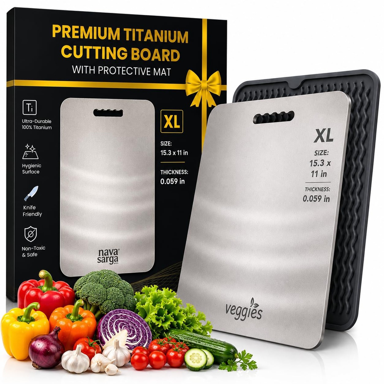 Pure Titanium Cutting Board for Kitchen, Solid Metal Chopping Board, Hygienic...