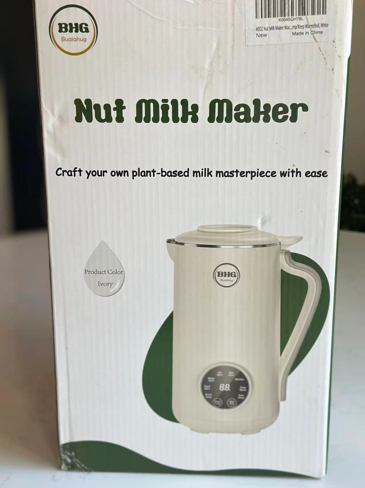BHG Nut Milk Maker Automatic Machine, 45 oz Nut/Oat/Soy/Plant Based