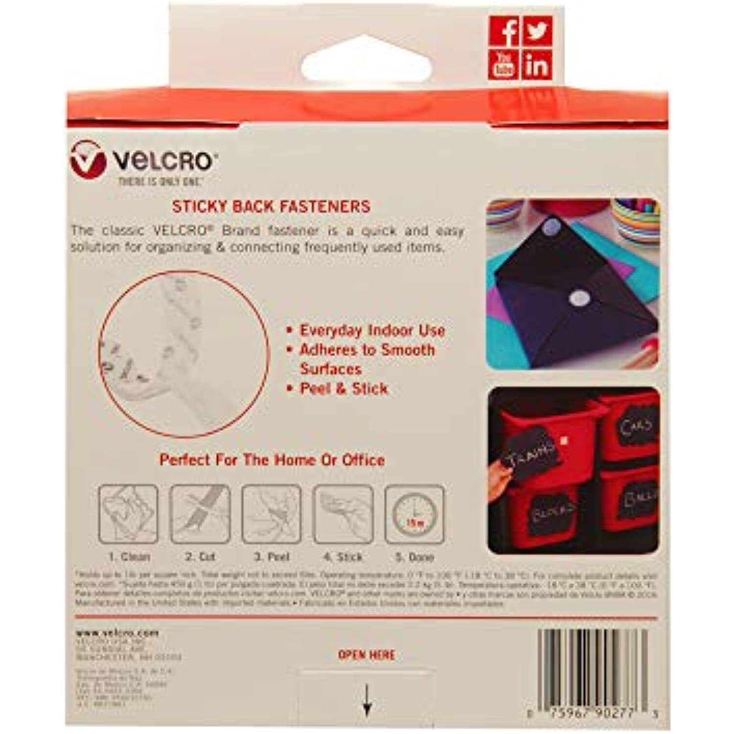 VELCRO Brand - Sticky Back Hook and Loop Fasteners| General Purpose Peel & Stick