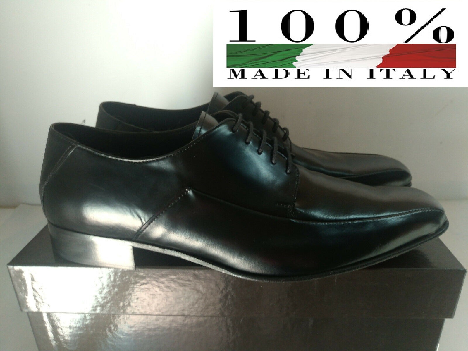 Giulio Montano Francesina Derby Men's Leather Black Laces MADE IN ITALY N°42.5 New