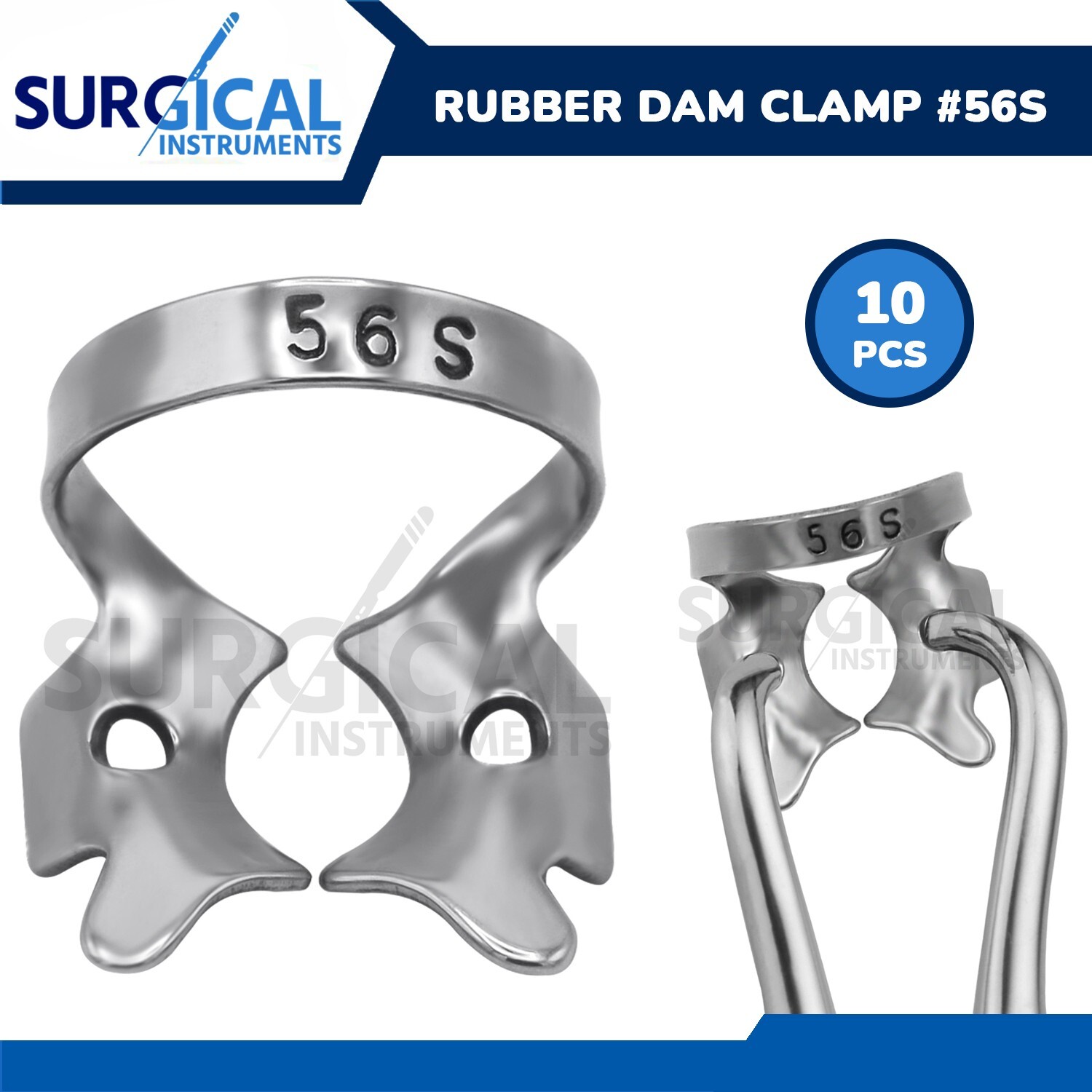 10 Pcs Endodontic Rubber Dam Clamps #56S Stainless Surgical Dental German Grade