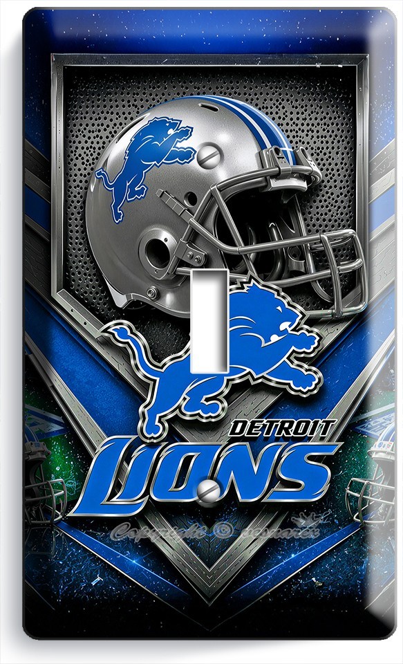 DETROIT LIONS FOOTBALL TEAM HELMET STADIUM 1 GANG LIGHT SWITCH HD ART WALL PLATE