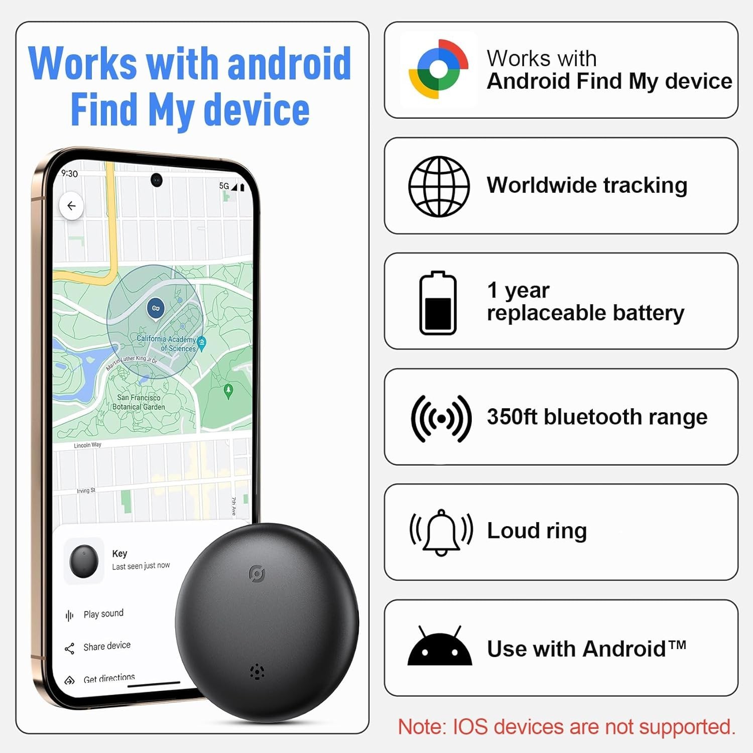 Android air Tags-4 Pack,Air Tag for Android,Google Certified Smart Android Track