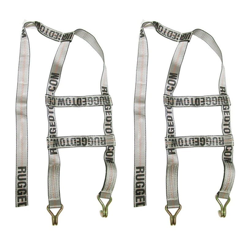 2x Silver Demco Style Adjustable Basket Straps w/ J Hooks Tow Dolly USA