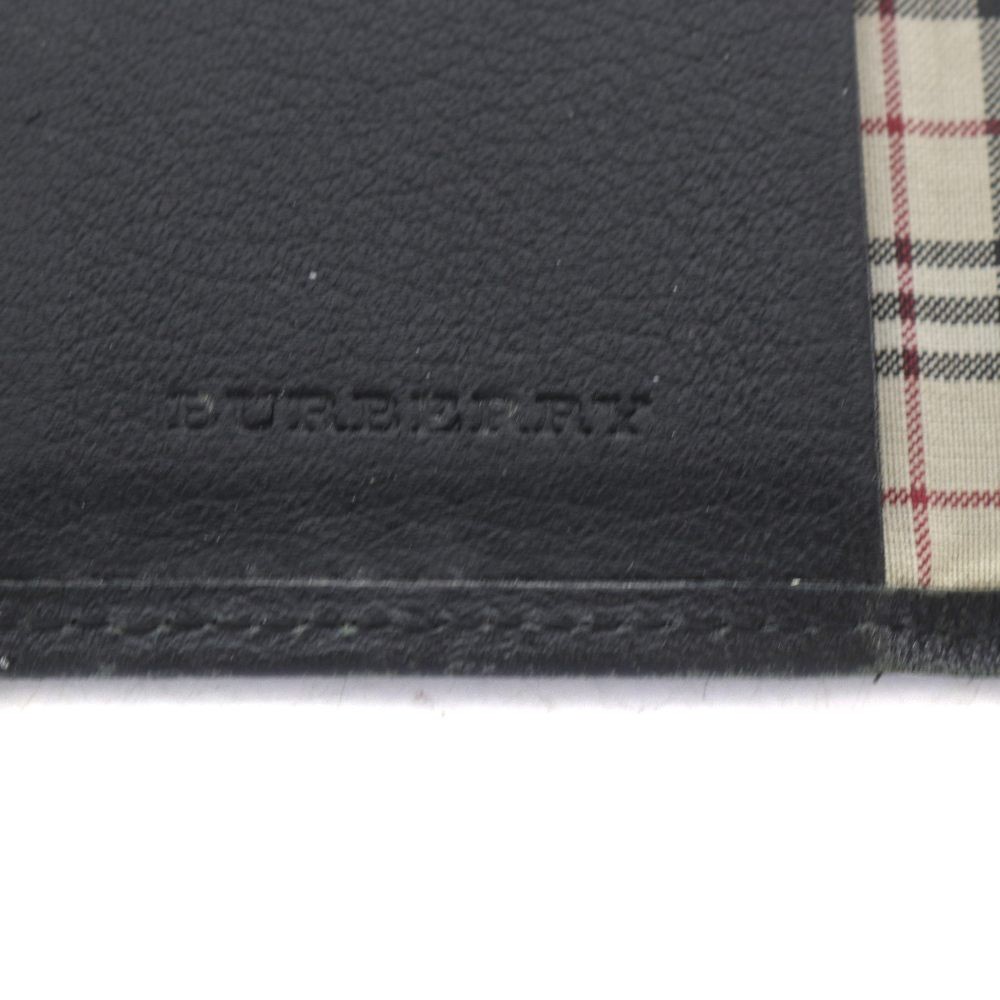 Burberry Key Case Leather Nova Check Black Trifold AB Condition