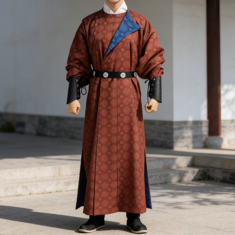 Men's Tang Dynasty Hanfu Double Sided Round Collar Robe Ancient Chinese Costume