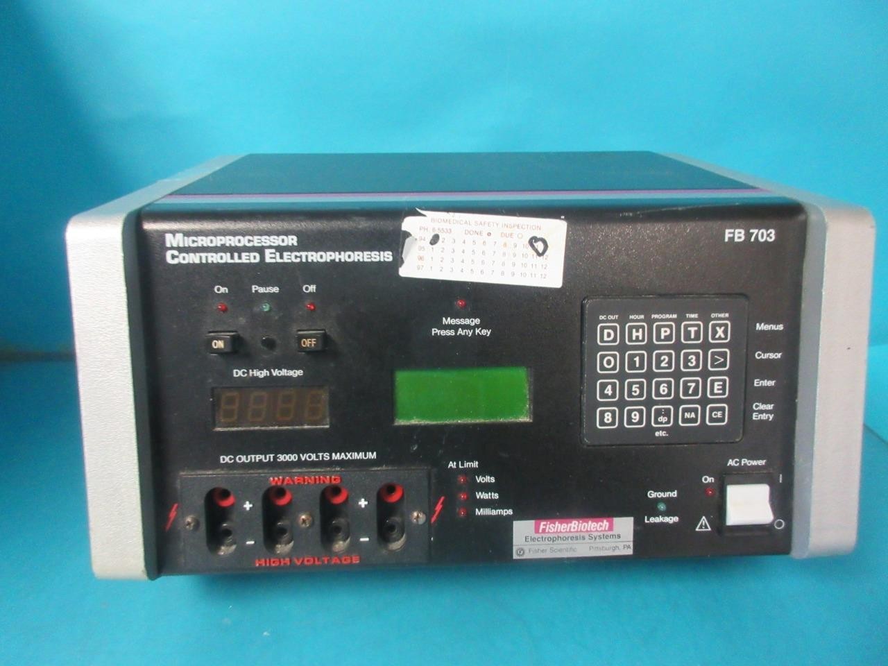 FISHER BIOTECH FB 703 MICROPROCESSOR CONTROLLED ELECTROPHORESIS POWER SUPPLY