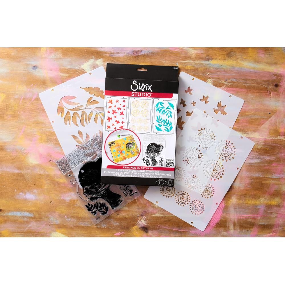 Sizzix Studio -  Clear Stamp & Stencil Set - Ikigai, 666756 by Cat Kerr
