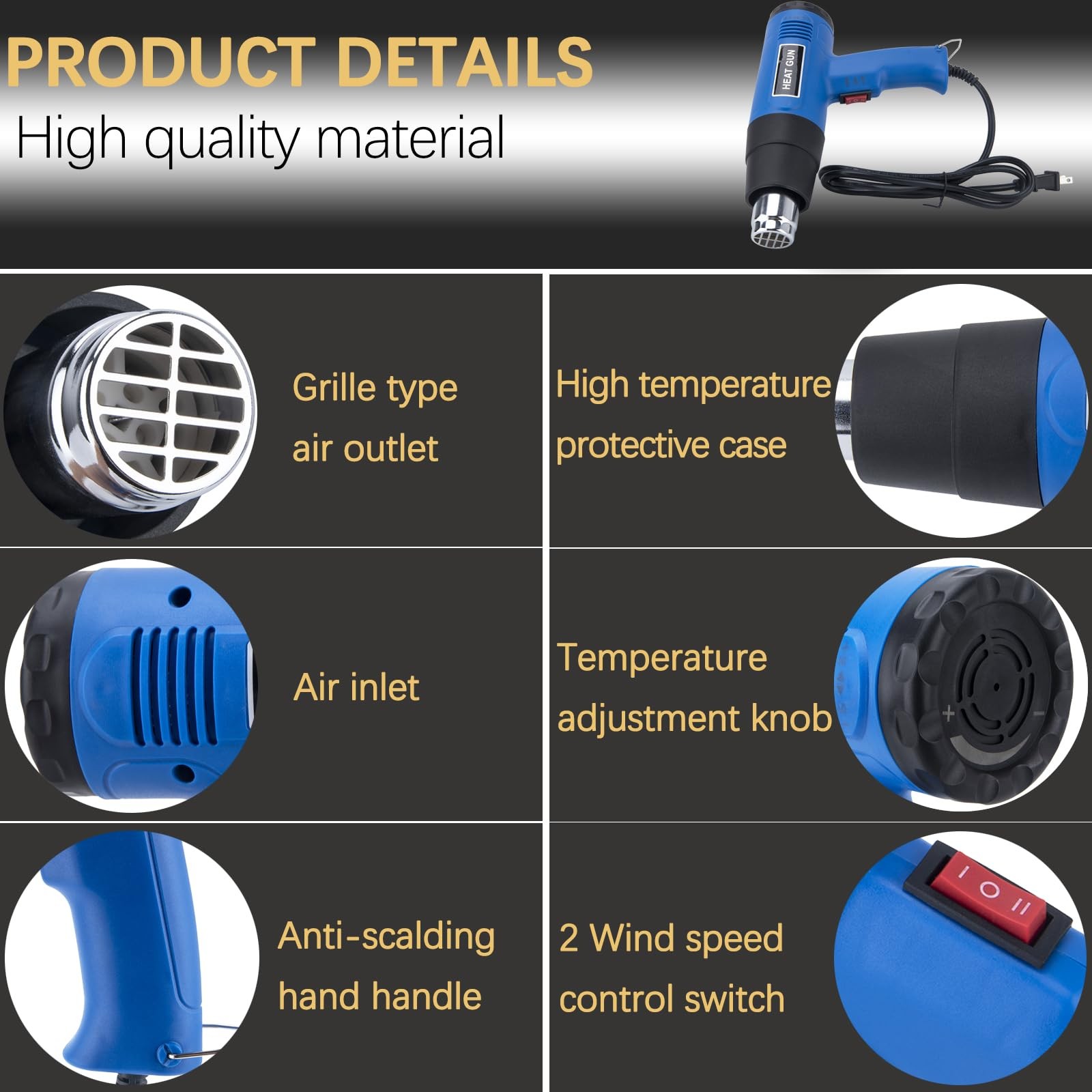 Heat for Vinyl Wrap, Heat for Crafting, Heat Blower, Heat , 2000W Heat Hot Ki...