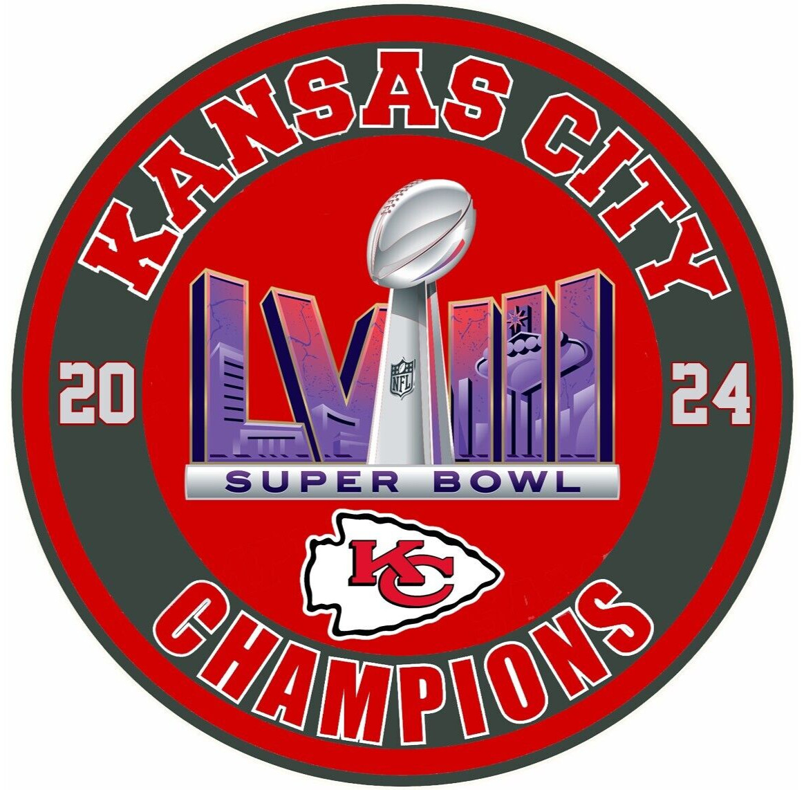 Kansas City Chiefs Super Bowl LVIII 58 Football Champions Classic Round MAGNET