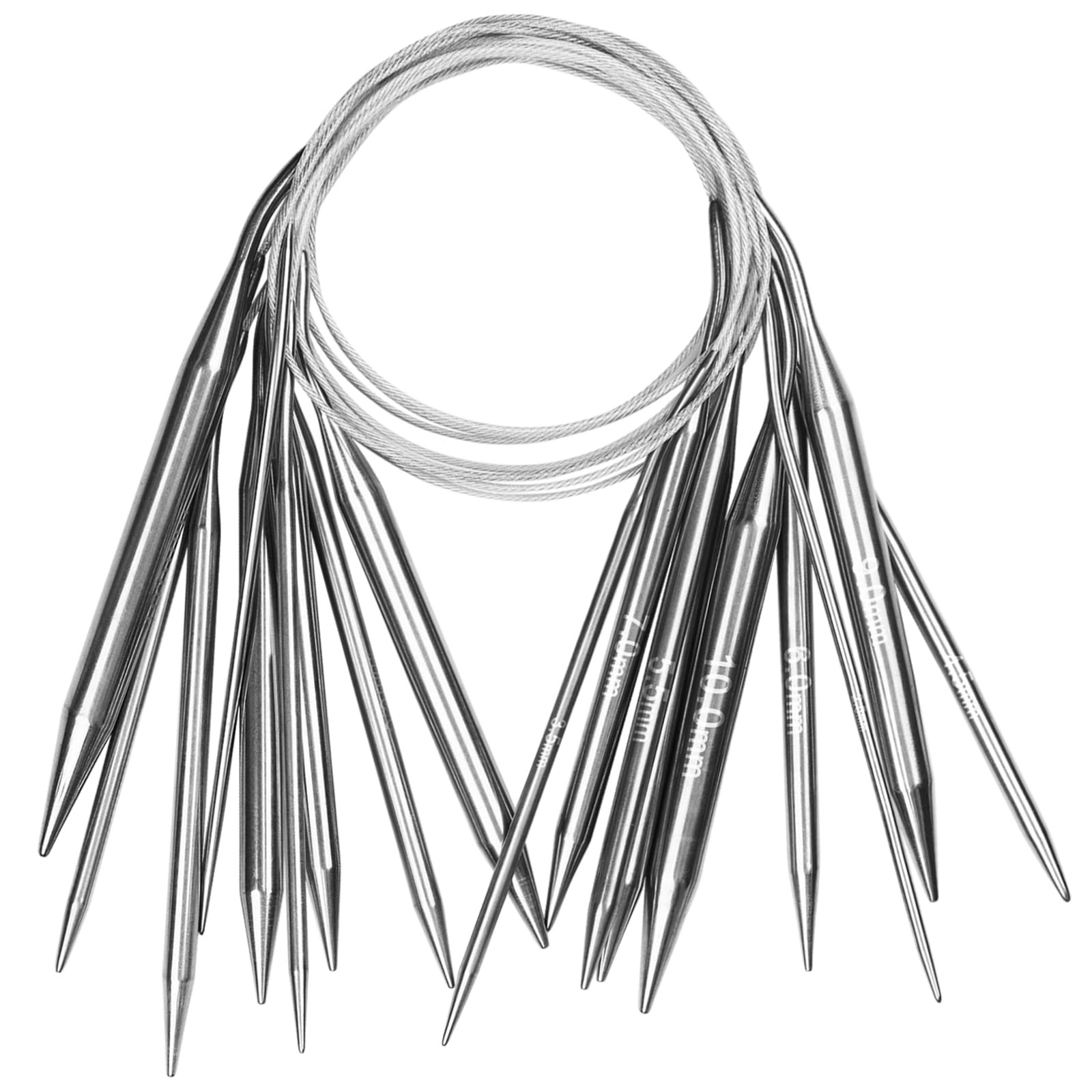 Aeelike Circular Knitting Needles Set, Stainless Steel Knitting Needles Round