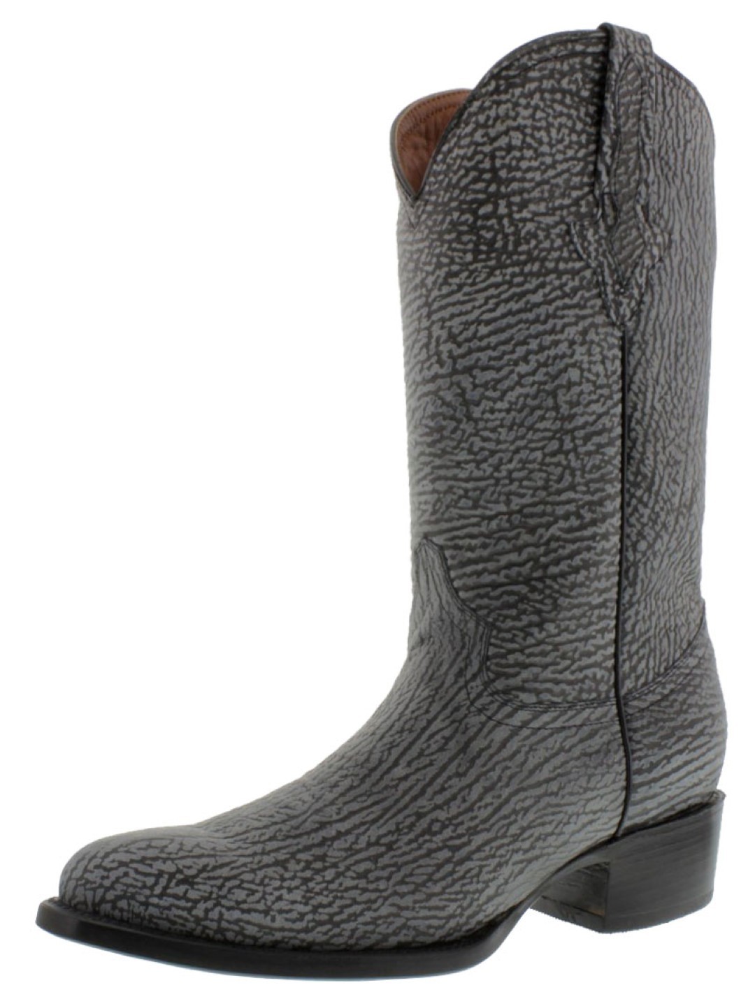 Mens Western Boots Gray Pull On Full Shark Print Imitation Leather Size 11.5