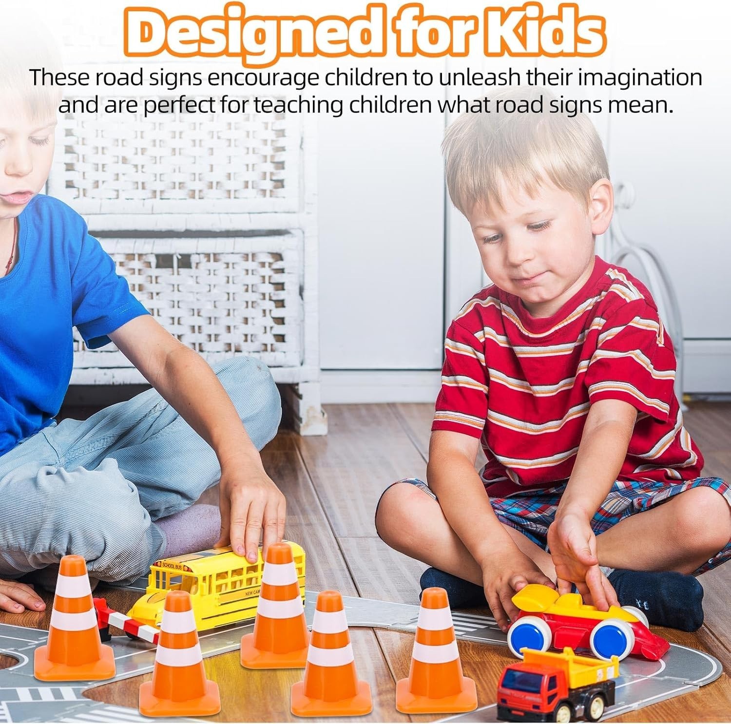 Realistic 8-Piece Mini Traffic Cone Set - 1.38in for Creative Scenes & Teaching