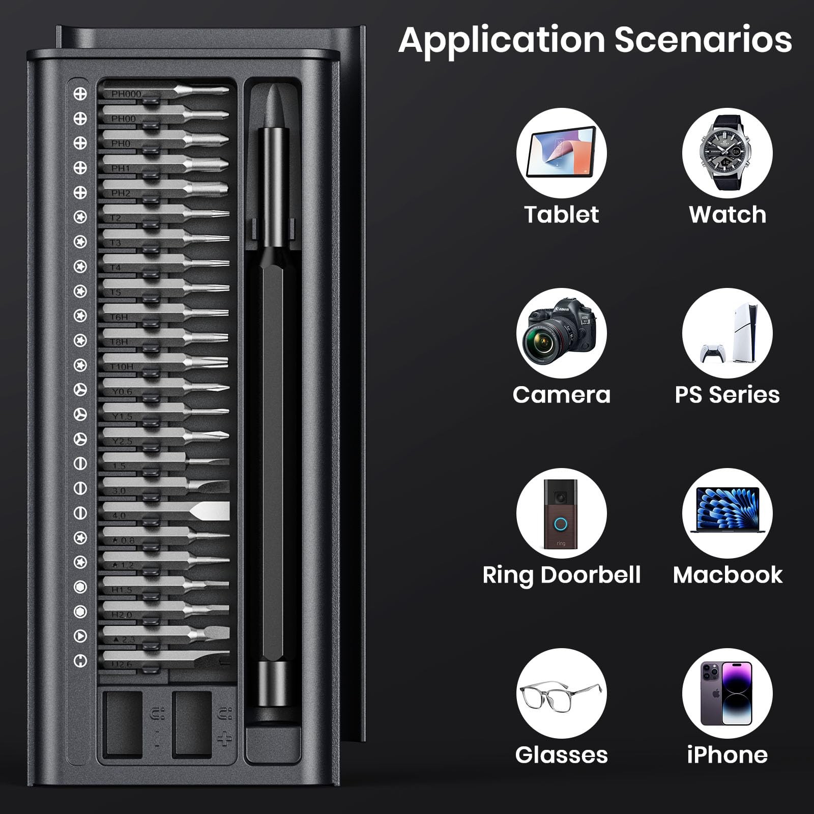 38-in-1 Precision Screwdriver Set, Mini Professional Tiny Repair Tool Black
