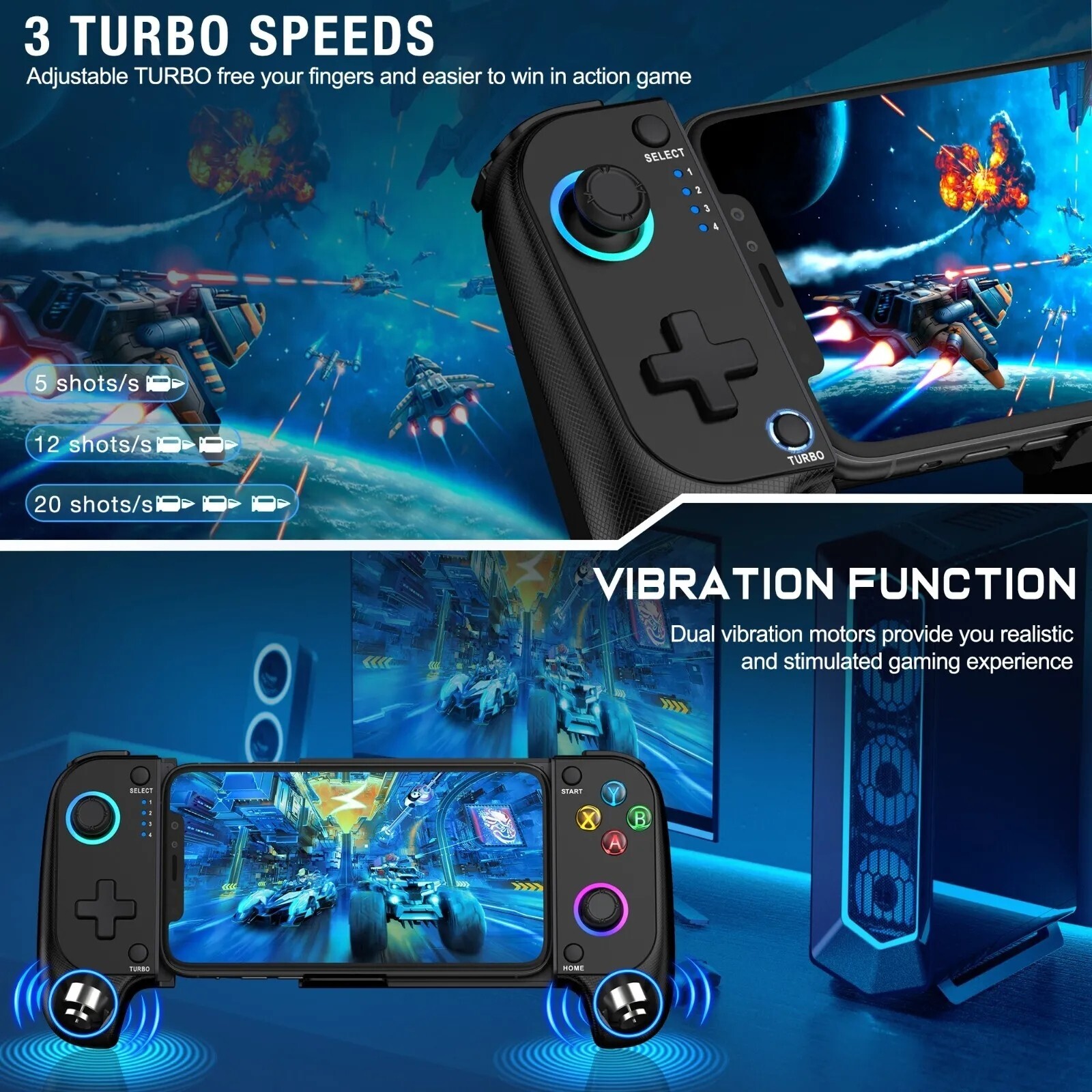 Wireless Phone Controller for iPhone/Android,Mobile Gaming Controller for iOS