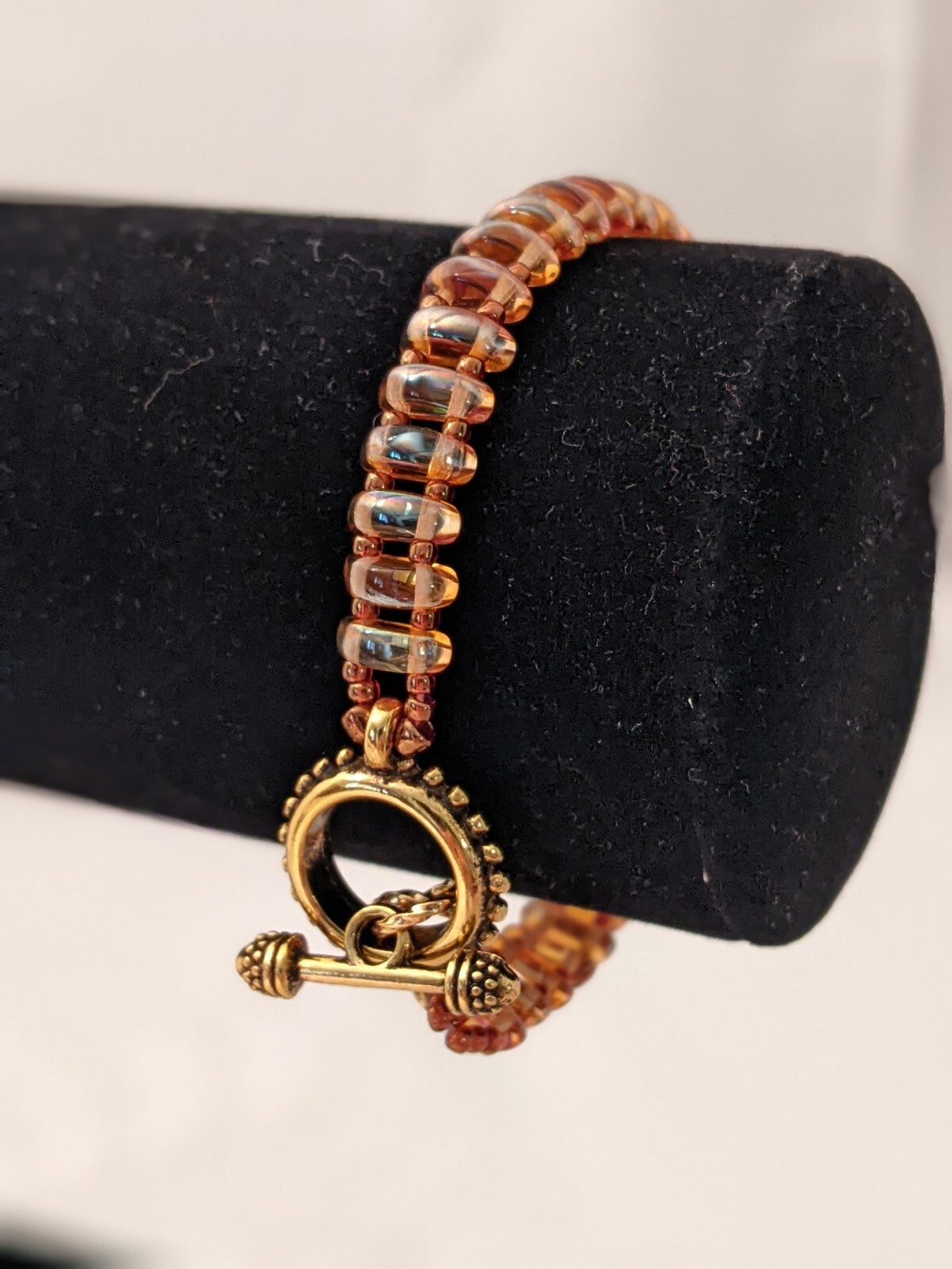 Czech Glass Beaded Bracelet, 7.25 Inches, Handmade