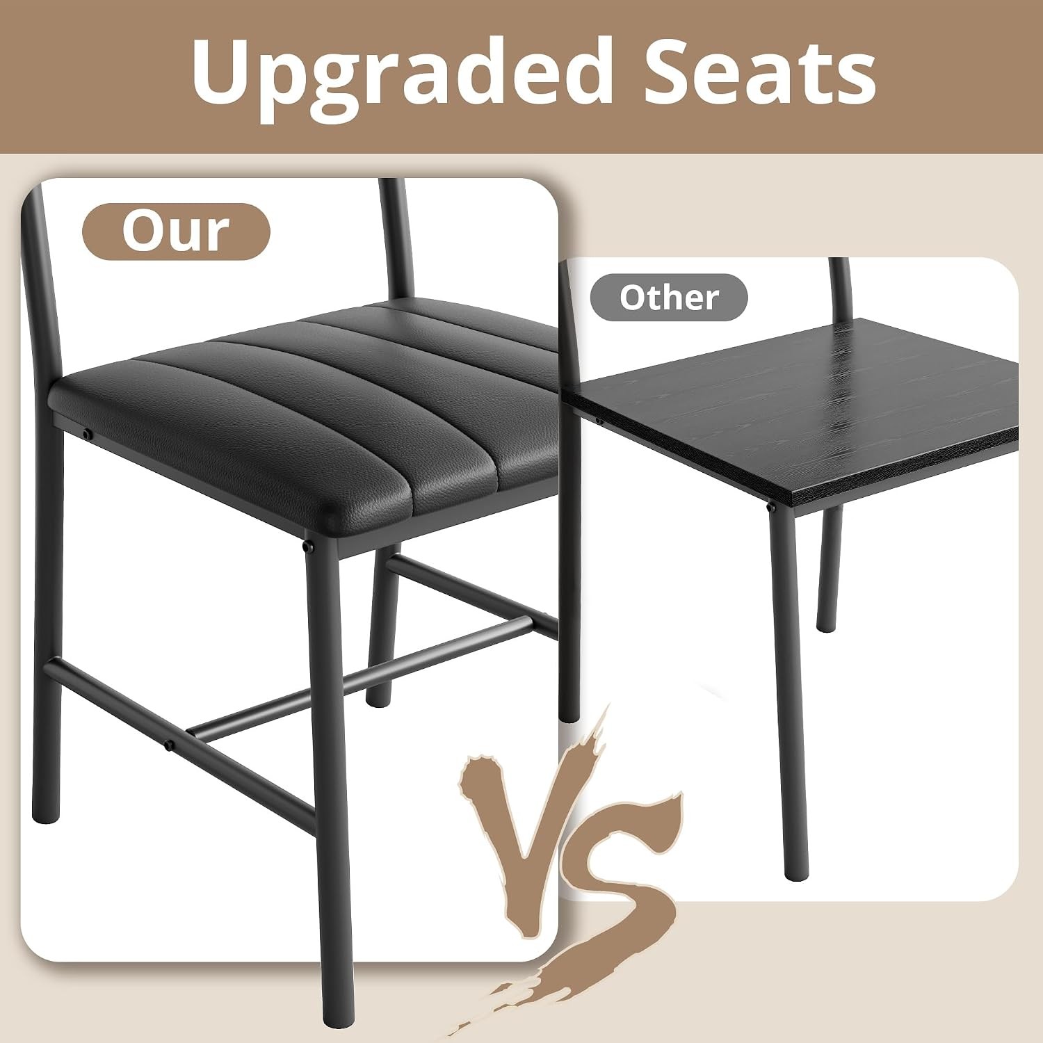 Dining Table Set for 4, Kitchen Table with Upholstered Bench and 2 Chairs,