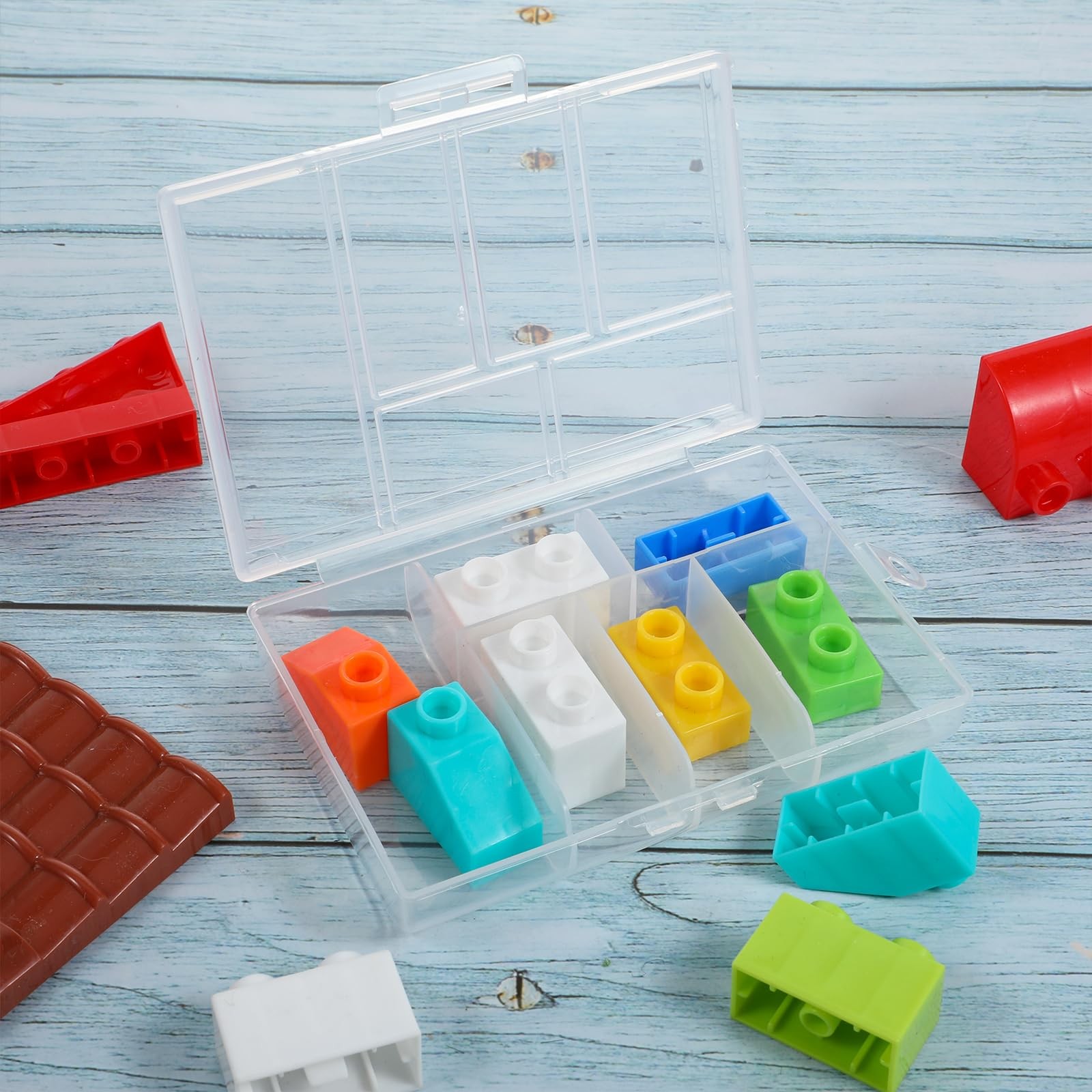 2Pcs Plastic Organizer Box with Dividers, 6 Grids Mini Organizer Clear Small ...