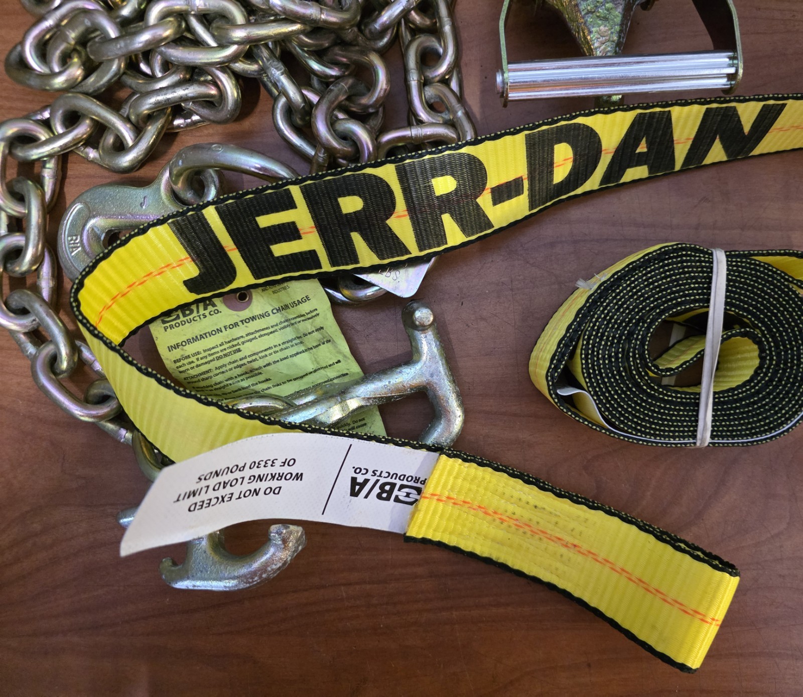 Jerr-Dan Chain / Strap Set, Wheel Lift Straps, Tow Chains, Two Truck Rollback
